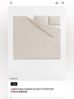 H&M Linen Duvet Cover Set in Light Taupe